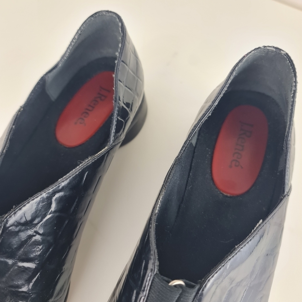 J.Renee women loafers black size 8.5M leather Croc Patent - Picture 5 of 12